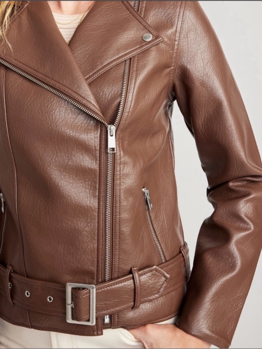 Faux-leather Belted jacket